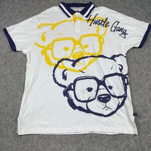 Hustle Gang Polo Shirt Mens 3X Bear Embroidered Streetwear Hip Hop